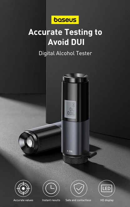 Baseus LED Display Automatic Alcohol Tester Professional Breath Alcohol Tester Rechargeable Breathalyzer Alcohol Test Tools Ai-TechWorld 