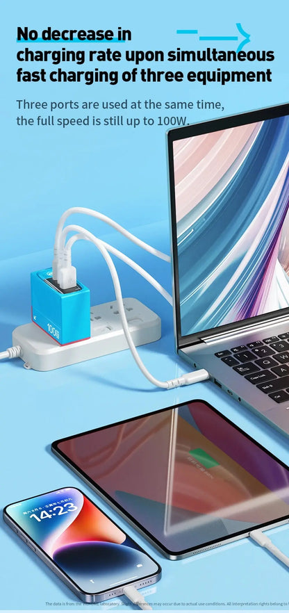 WEKOME GaN 100W Charger High Speed Fast Charging Type C Charger for Xiaomi 13 Samsung s23 ultra iPhone 15 pro max Macbook Pro Ai-TechWorld 
