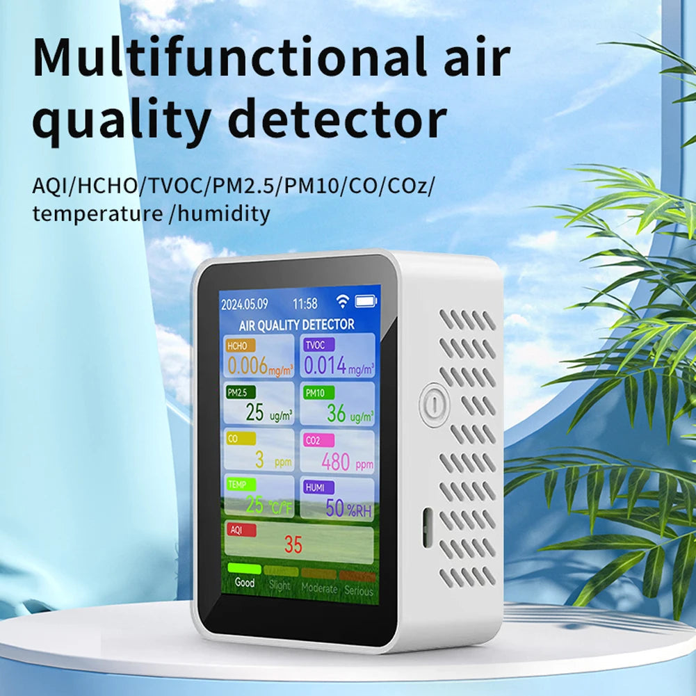 Tuya WiFi Multifunctional Air Quality Meter Household HCHO TVOC Carbon Monoxide CO2 PM2.5 PM10 Tester Portable Ai-TechWorld 
