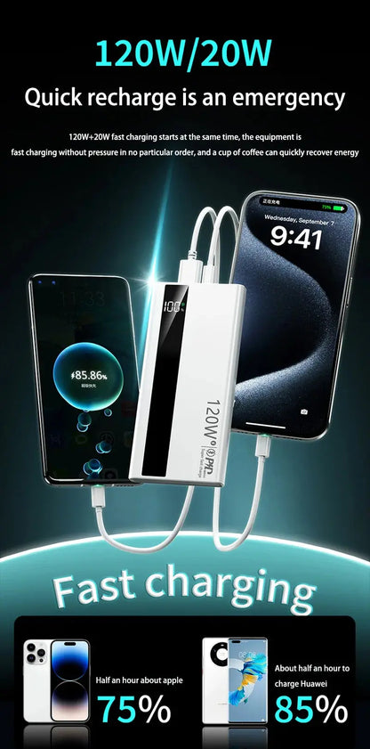 Xiaomi 500000mAh High Capacity PowerBank 120W Super Fast Charging Portable External Battery Powerbank for iphone Huawei Ai-TechWorld 