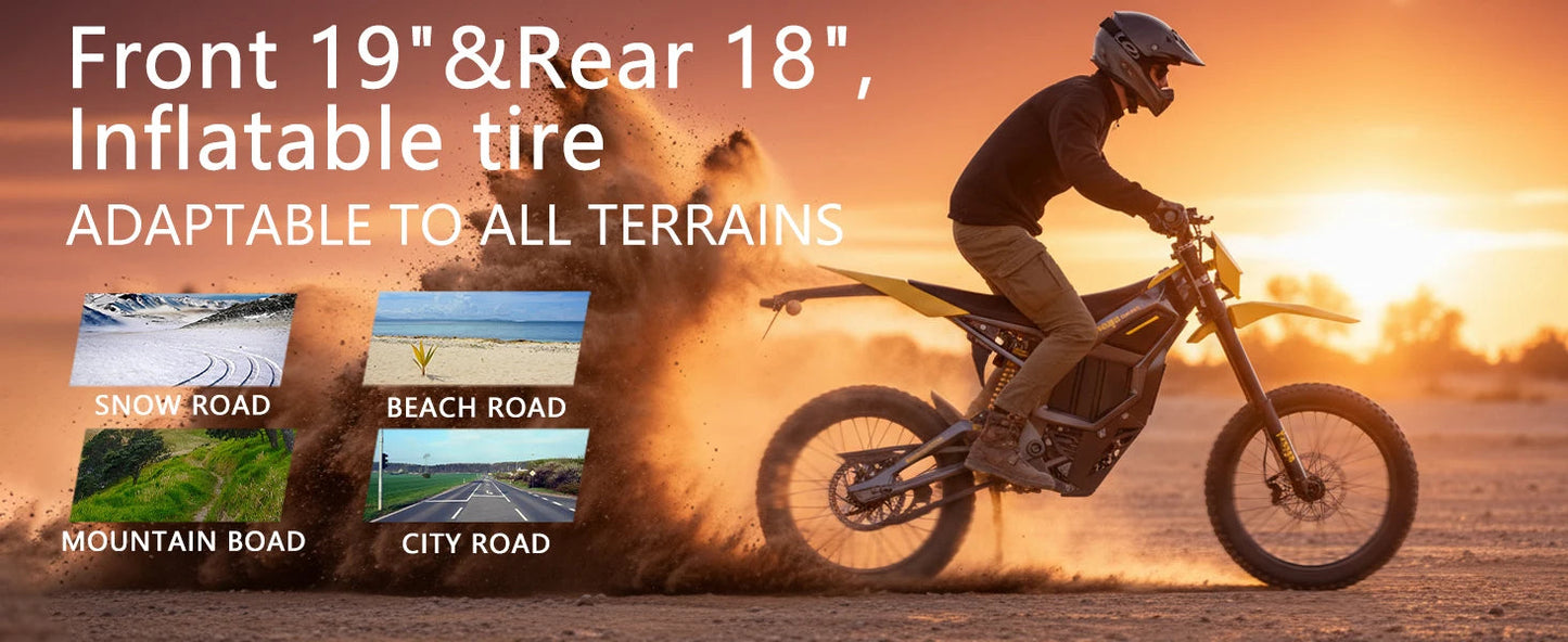 NEW Electric Dirt Bike Mid-Drive Motor 72V/40AH/8000W(Peak) 53MPH Electric Motorcycle Bike 380N.m Fast Charging Off-Road Bike Ai-TechWorld 