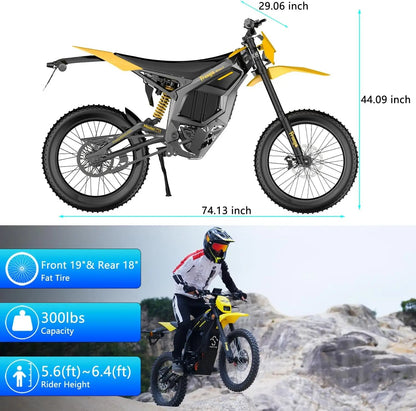 NEW Electric Dirt Bike Mid-Drive Motor 72V/40AH/8000W(Peak) 53MPH Electric Motorcycle Bike 380N.m Fast Charging Off-Road Bike Ai-TechWorld 