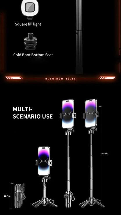 Newly Upgraded Design Mini Bluetooth Portable Telescopic Multifunctional Tripod Phone Selfie Stick Ai-TechWorld 