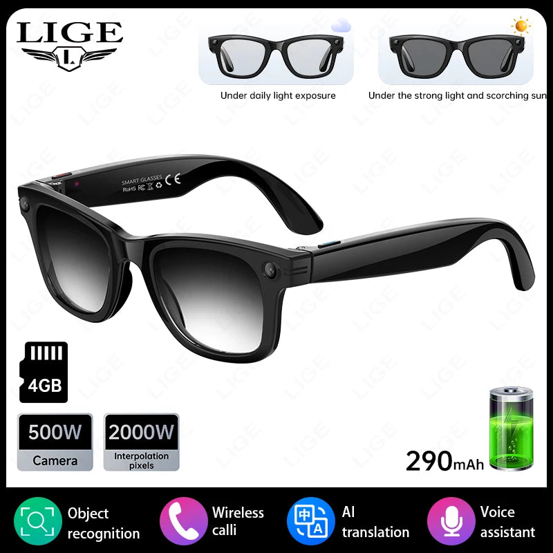 AI Smart Glasses 5 Million Pixels Recording Videos Photo Recognition Answer Translation 290mAh IP66 Waterproof Bluetooth Glasses Ai-TechWorld 