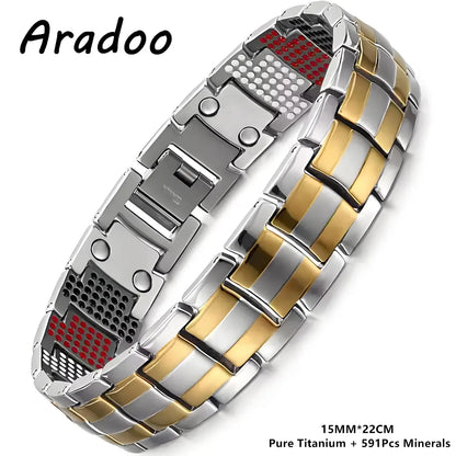 ARADOO Premium Copper Bracelet for Men with Strength 5000 Gauss Magnets Titanium Steel Wristband Jewelry Gifts Ai-TechWorld 