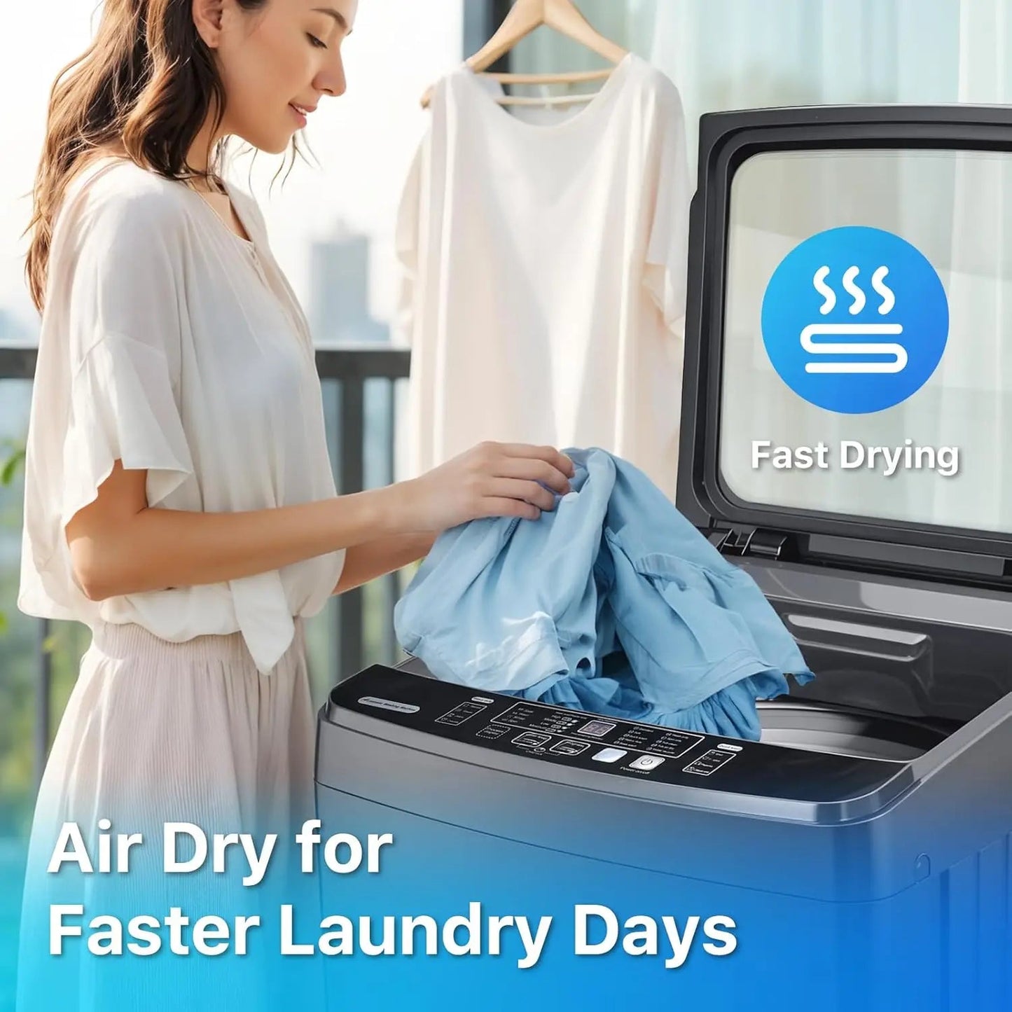 Customizable Portable Washing Machines 27 LBS Full Automatic Clothes Washer and Spinner Combo with 10 Program and 8 Water Level, Ai-TechWorld 