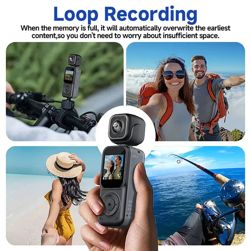 4K Dual lens Pocket Camera WIFI Vlog Camera Outdoor DV 180° Rotatable Anti-shake Bodycam Sports Action Portable Recorder Ai-TechWorld 
