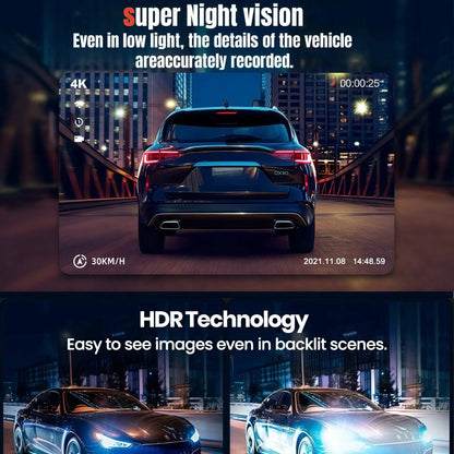UHD 4K WiFi Dash Cam 3 Lens Driving Recorder Car DVR 1080P Rear Lens Camera  24H Parking Monitoring ADAS Function-oliday Gift Ai-TechWorld 