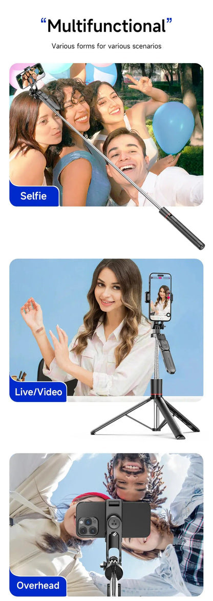 MEUYAG Selfie Stick Tripod with 1708mm Long Monopod Fill Light, Bluetooth Remote, 360° Rotation, 1/4 Interface, for mobile phone Ai-TechWorld 