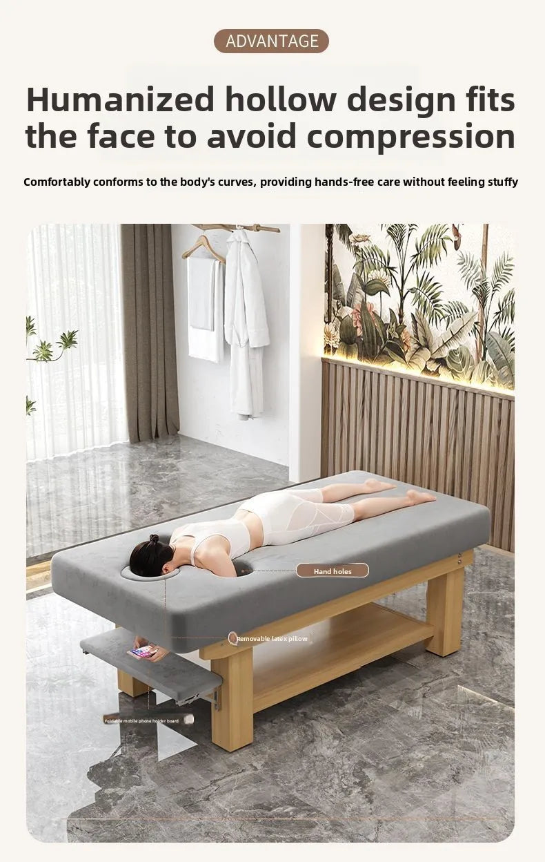 Solid Wood Massage Bed Beauty Salon Treatment Table Chinese Medicine Physiotherapy Thai Moxibustion Beauty Bed Lash Massage Bed Ai-TechWorld 