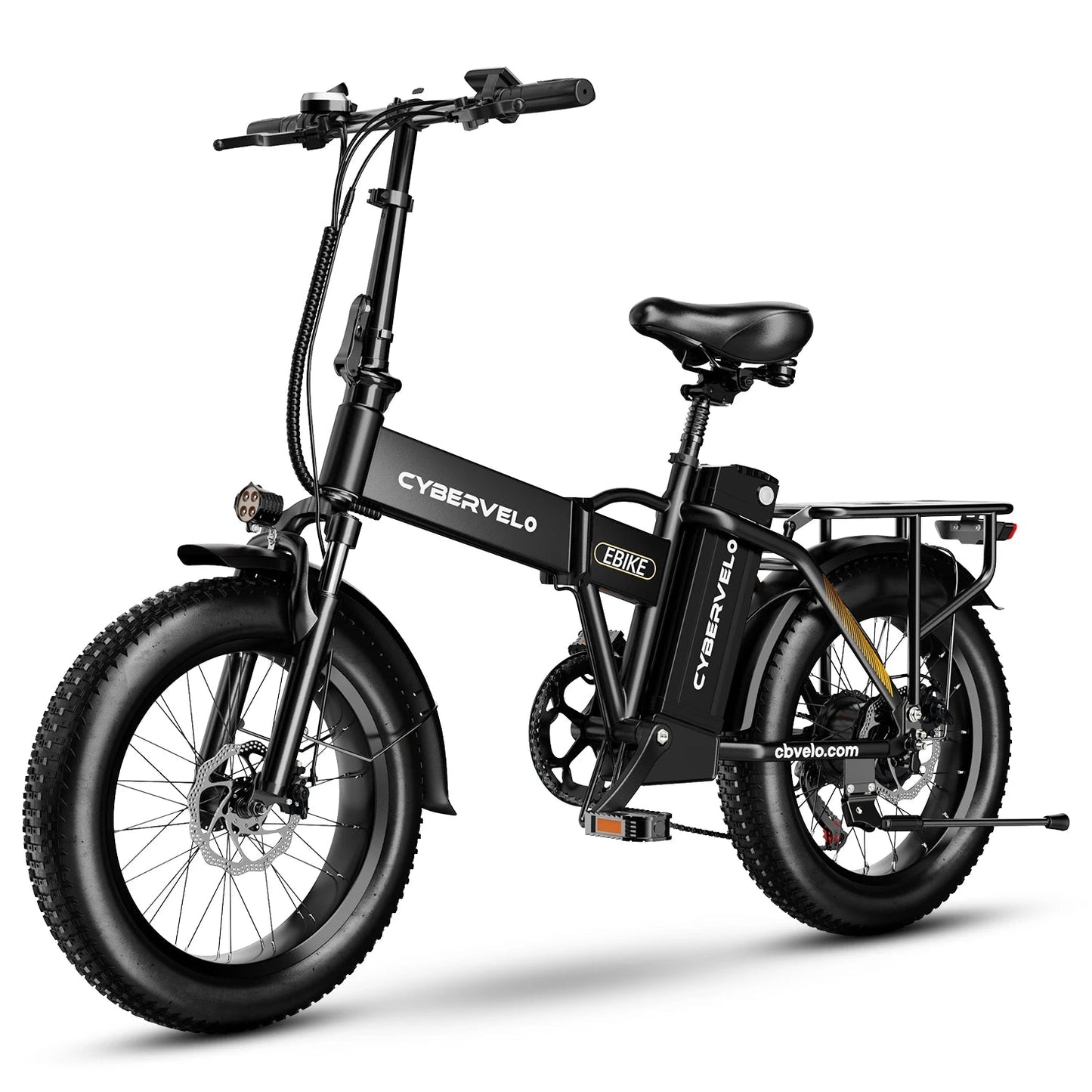 Cybervelo EK4 Folding Electric Bike, 48V 960WH Large Removable Battery E-Bike, 30+MPH, 80 Miles Max Range, 20" FatTire for Adult Ai-TechWorld 