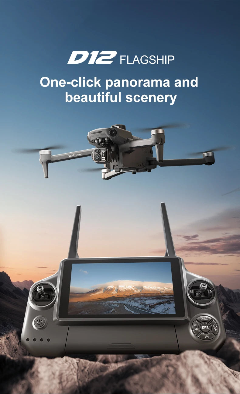New D12 GPS Drone 3-Axis Gimbal With Touch Screen Profesional 8K HD Camera FPV Obstacle Avoidance Brushless Dron Toy for adult ﻿ Ai-TechWorld 