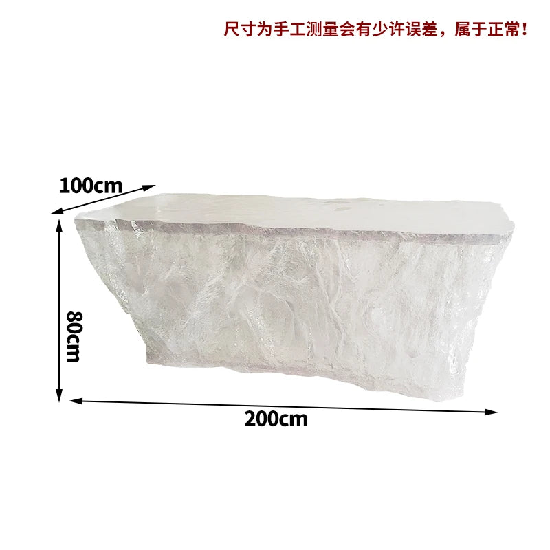 Modern light luxury home villa bar luminous island table custom transparent resin crystal bar glacier art tea table Ai-TechWorld 