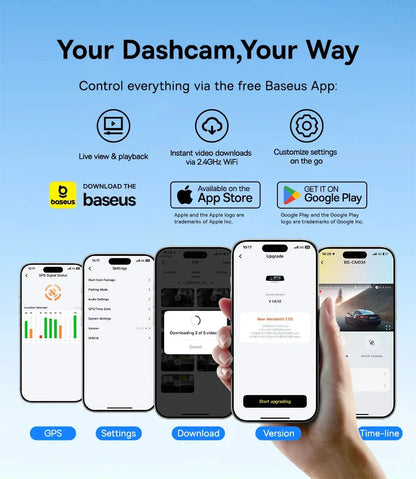 Baseus 3K Dash Cam VD1 Front and Rear Cam HD Built-in GPS Galileo Supercapacitor Car DVR Car Camera Recorder Support 24H Parking Ai-TechWorld 