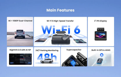 2025 New DDPAI Dash Cam Z50 Pro 4K Car Camera Night Vision 5GHz Wi-Fi GPS ADAS 24H Parking Monitor Support Front and Rear Cam Ai-TechWorld 