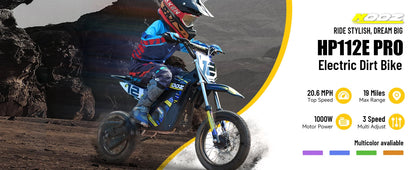 KOOZ HP112E PRO 36V 1000W Electric Motorcycle for Kids, Electric Dirt Bike Up to 20.6 MPH & 19 Miles Long-Range,UL 2849. Ai-TechWorld 