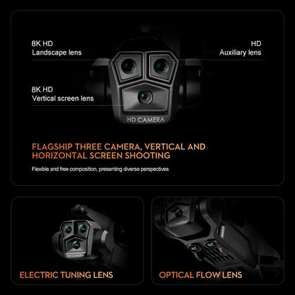 Lenovo K10Max Drone 8K Professinal Three Camera Optical Flow Localization Four-way Obstacle Avoidance RC for Adults Child Toys Ai-TechWorld 