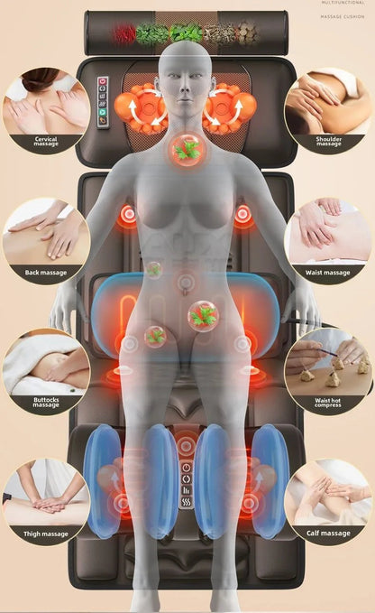 Multifunctional Lumbar Traction Massage Mattress Cushion Full Body Electric Shoulder Neck Waist Back Vibrations Removable Gift Ai-TechWorld 