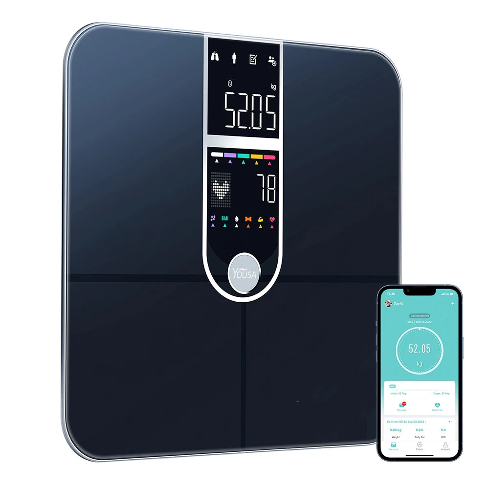 Scale for Body Weight, Smart Scale with 8-in-1 VA Display, High Precision Bathroom Digital Scale for Body Weight Heart Rate BMI Ai-TechWorld 