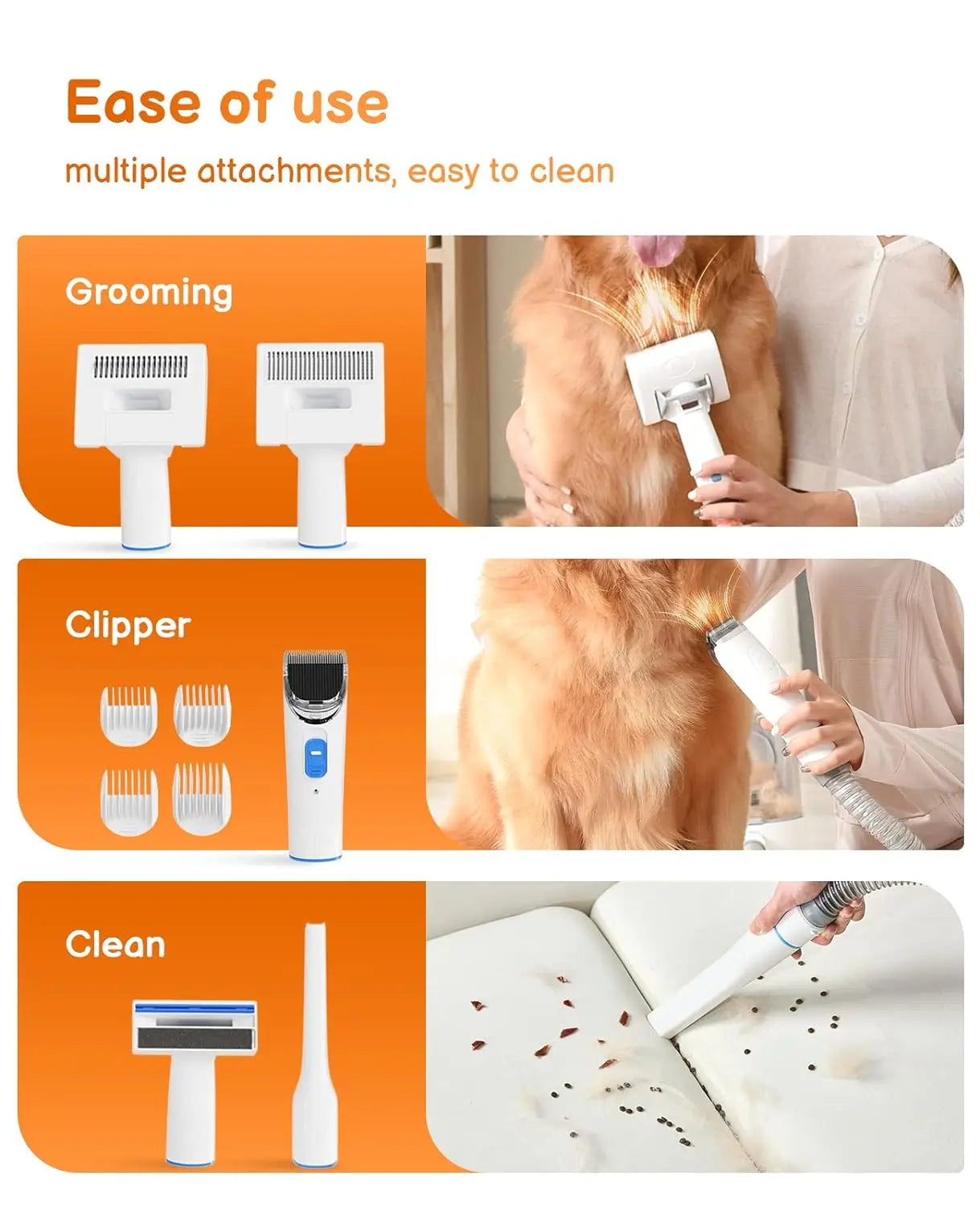 Pet Grooming Kit,5in1 Dog Grooming Kit with 2 Suction Mode,Low Noise Dog Hair Remover,Dog Vacuums for Hair Cleaning for Shedding Ai-TechWorld 