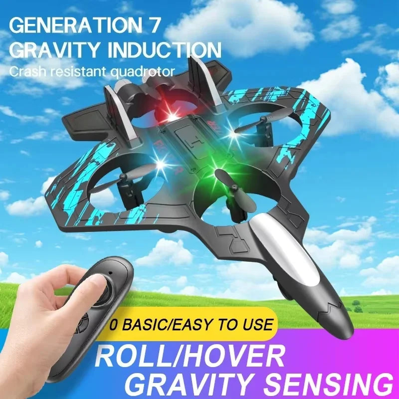 2.4G remote control fighter electric foam glider stunt tumbling UAV hovering helicopter with LED colorful lights aircraft model Ai-TechWorld 