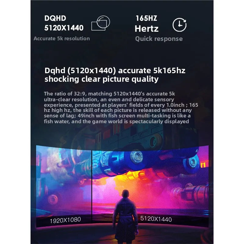 49 inch hairtail screen 5K165hz curved 38 monitor 40 inch 4K e-sports screen 34 external typec32:9 Ai-TechWorld 