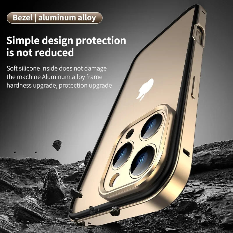 Camera Protection + Hybrid Silicone Frame Aluminum Metal Phone Case For iPhone 17 16 15 Pro Max 14 13 Better Heat Bumper Ai-TechWorld 