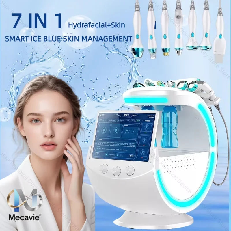 2025 Newest Profession 7 In 1 Smart Facial Cleansing Skin Analyze Deep Pore Vacuum Lift Anti-aging Beauty Machine Ice Blue Ai-TechWorld 
