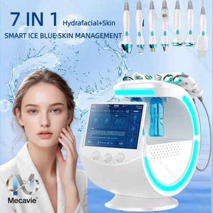 2025 Newest Profession 7 In 1 Smart Facial Cleansing Skin Analyze Deep Pore Vacuum Lift Anti-aging Beauty Machine Ice Blue Ai-TechWorld 