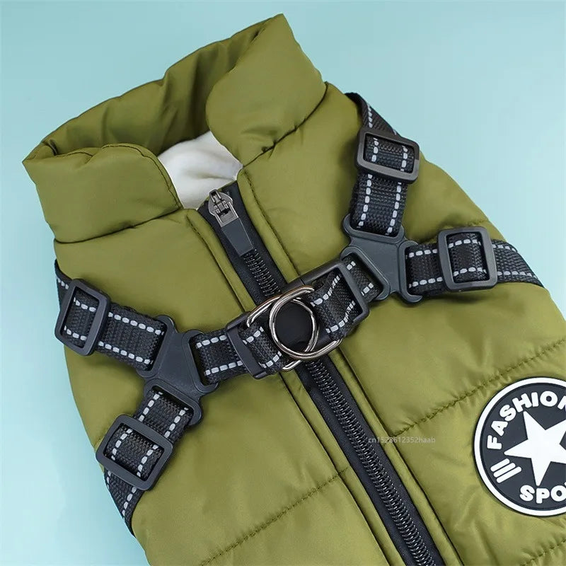 Winter Warm Pet Dog Jacket with Harness Waterproof Dog Coat Vest for Small Medium Chihuahua French Bulldog Outdoor Dog Clothes Ai-TechWorld 