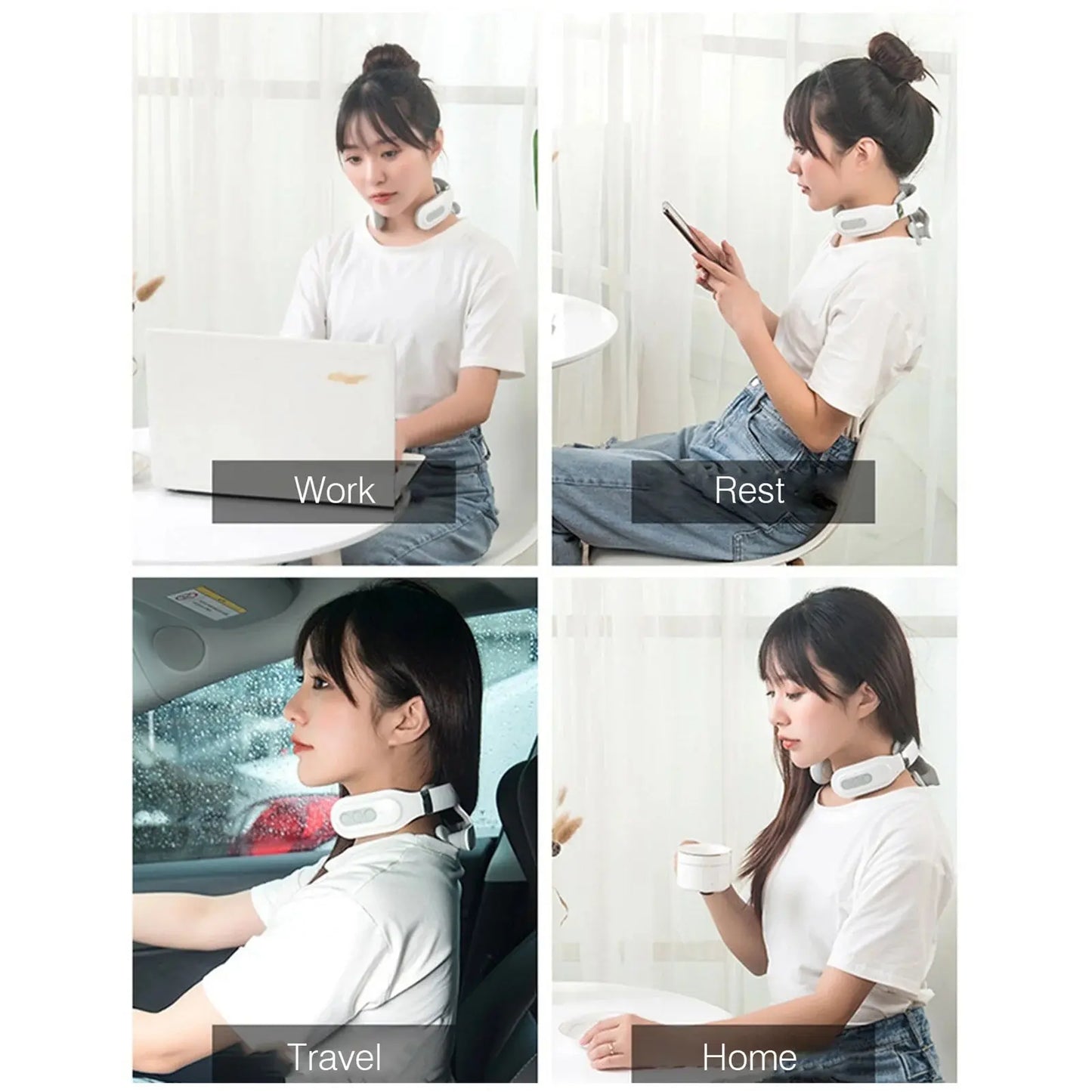 Neck Massage Machine 4 Head And Neck Protection Heating Machines Breathing Light Vibration Hot Compress Cervical Spine Machine Ai-TechWorld 