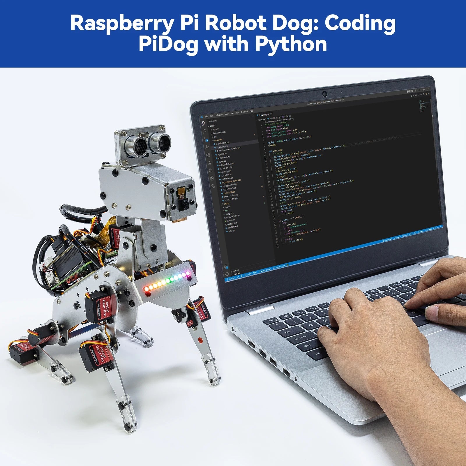 SunFounder PiDog AI Robot Dog Kit for Raspberry Pi 5/4/3B+/3B/Zero 2(Not included)LLMs ChatGPT-4o/Gemini/Grok,App Control Ai-TechWorld 