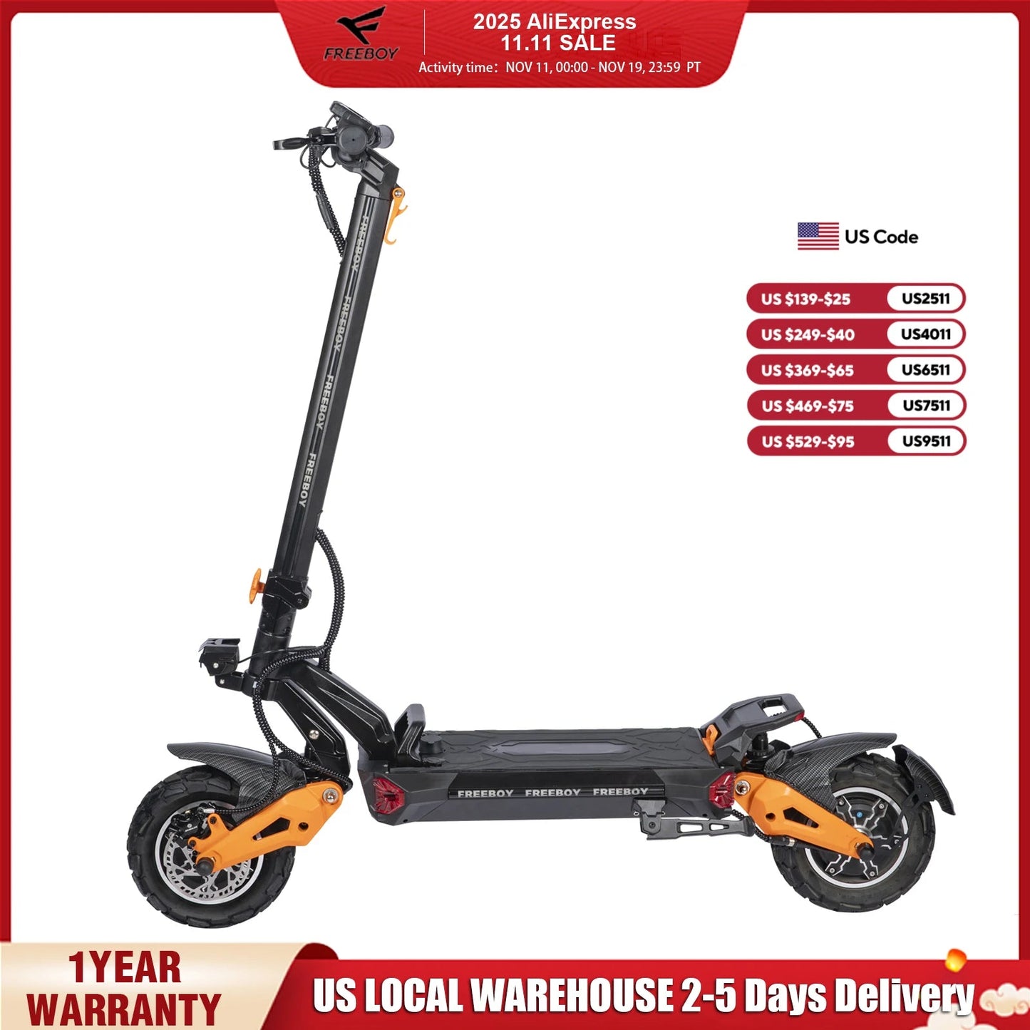6000W Fast Electric Scooter for Adult,Daul Motor 50mph,60V 30Ah,11'' Off Road Tires,55miles Range,Sport Folding eScooter Ai-TechWorld 