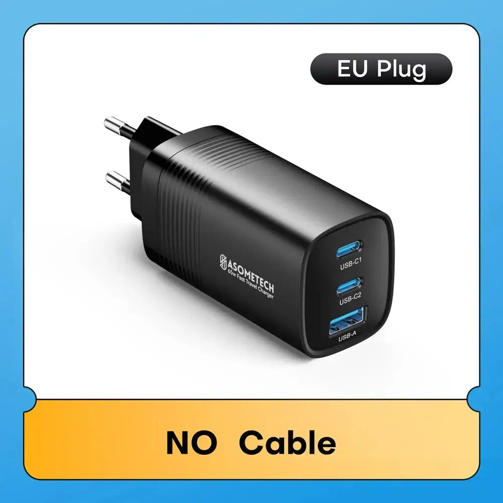 ASOMETECH GaN USB Type C Charger 65W 45W PPS PD QC4.0 Quick Charger For Macbook Laptop IPAD Tablet iPhone 16 Samsung S23 Ultra Ai-TechWorld 