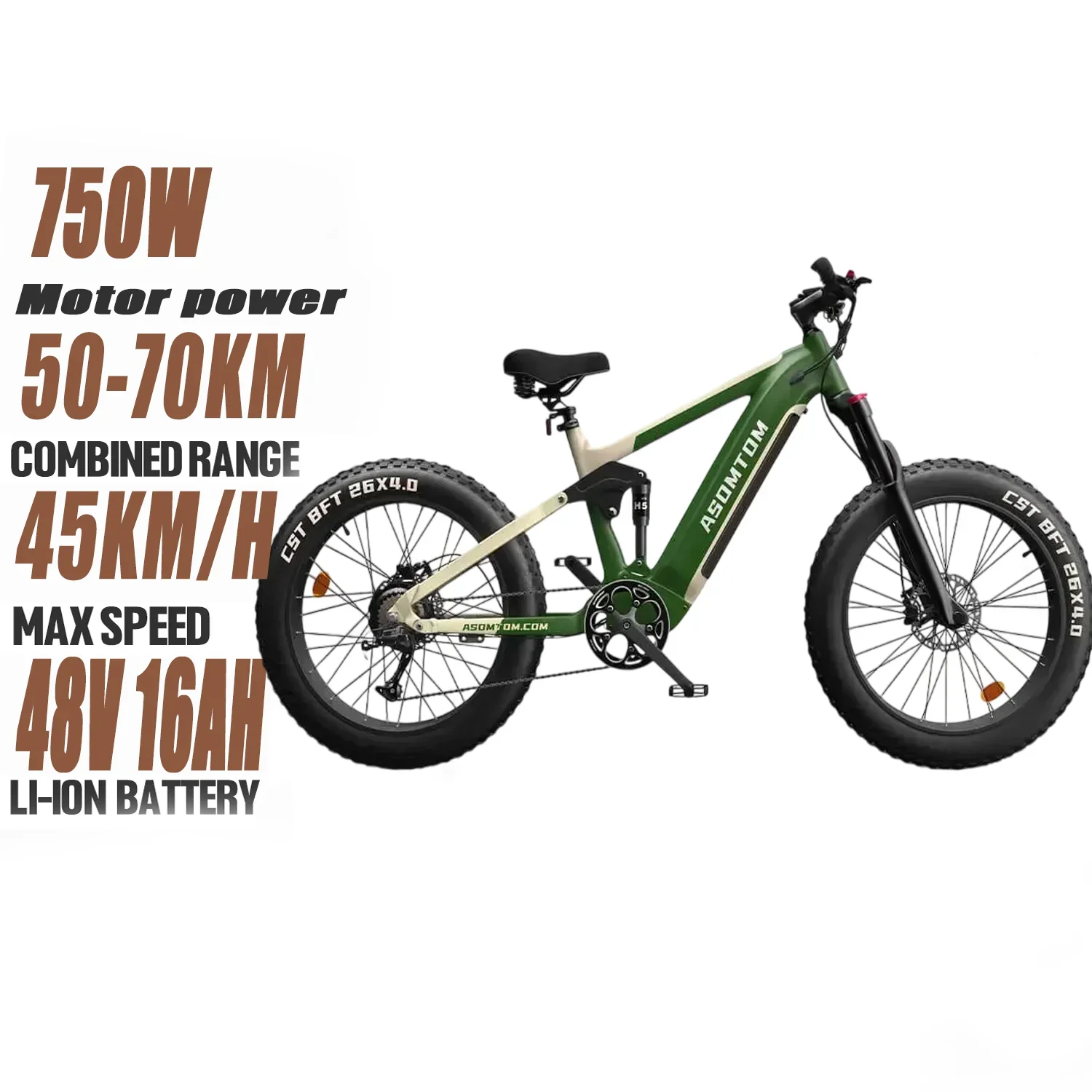 Electric Bike SR6 750W motor 48V16AH Battery Adult Electric Bicycle Hydraulic Brake 26 Inch Fat Tire mountainoff-road E-bike Ai-TechWorld 