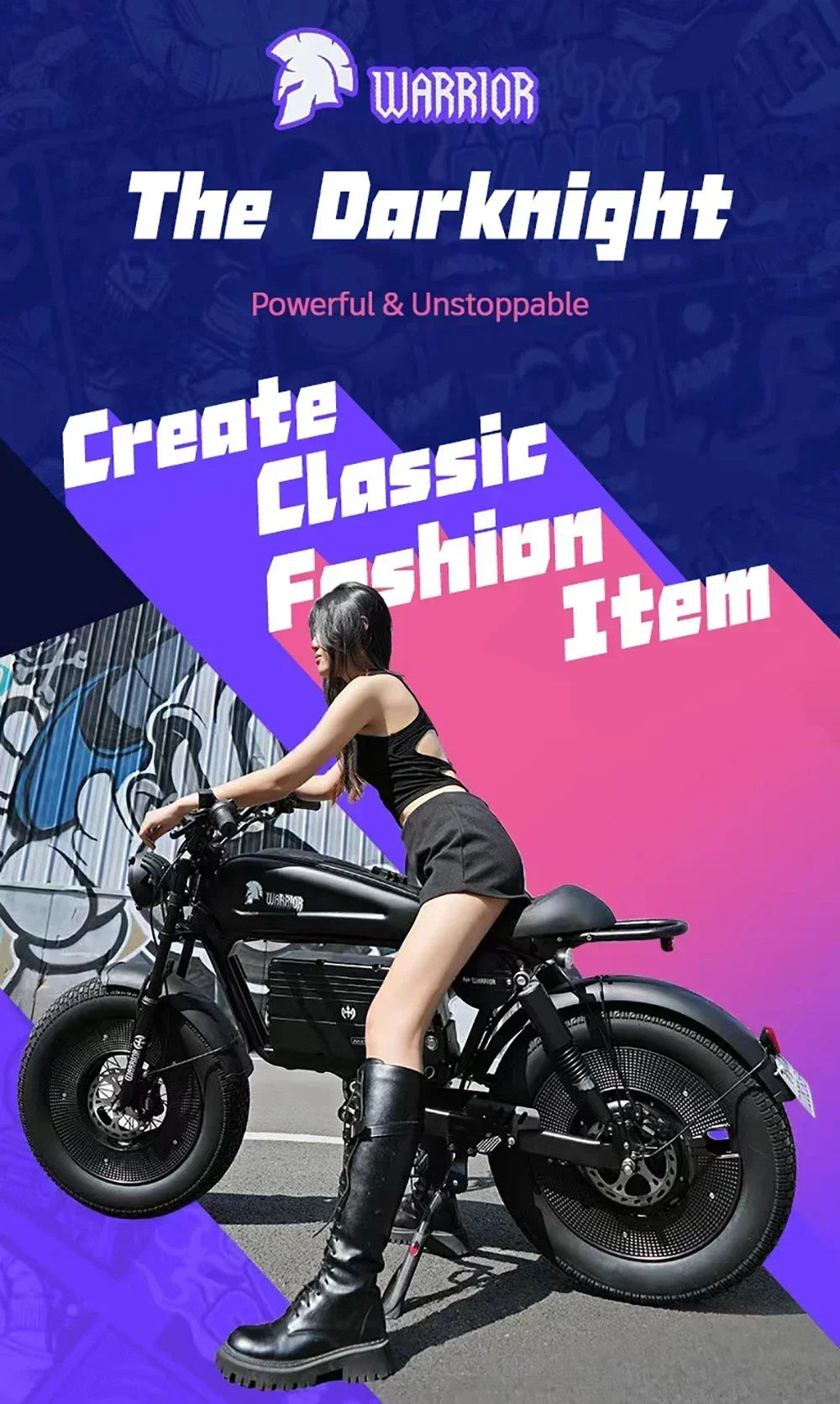 Ebike ZPW Black Warrior 3000W 60V 45AH Camping Motorcycle, Adult Electric Bike 20 Inch Fat Tire Electric Bike Ai-TechWorld 