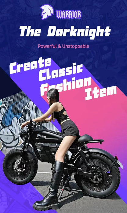 Ebike ZPW Black Warrior 3000W 60V 45AH Camping Motorcycle, Adult Electric Bike 20 Inch Fat Tire Electric Bike Ai-TechWorld 