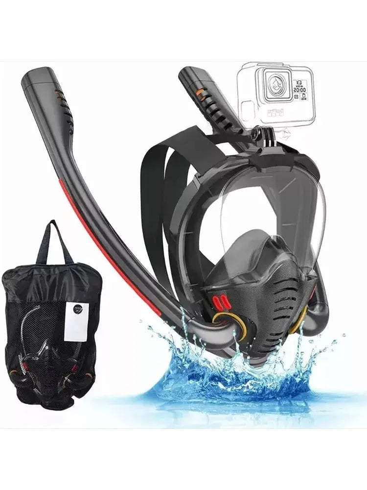 Snorkeling Mask Double Tube Silicone Full Dry Diving Mask Adult Swimming Mask Diving Goggles Self Contained Underwater Breathing Ai-TechWorld 
