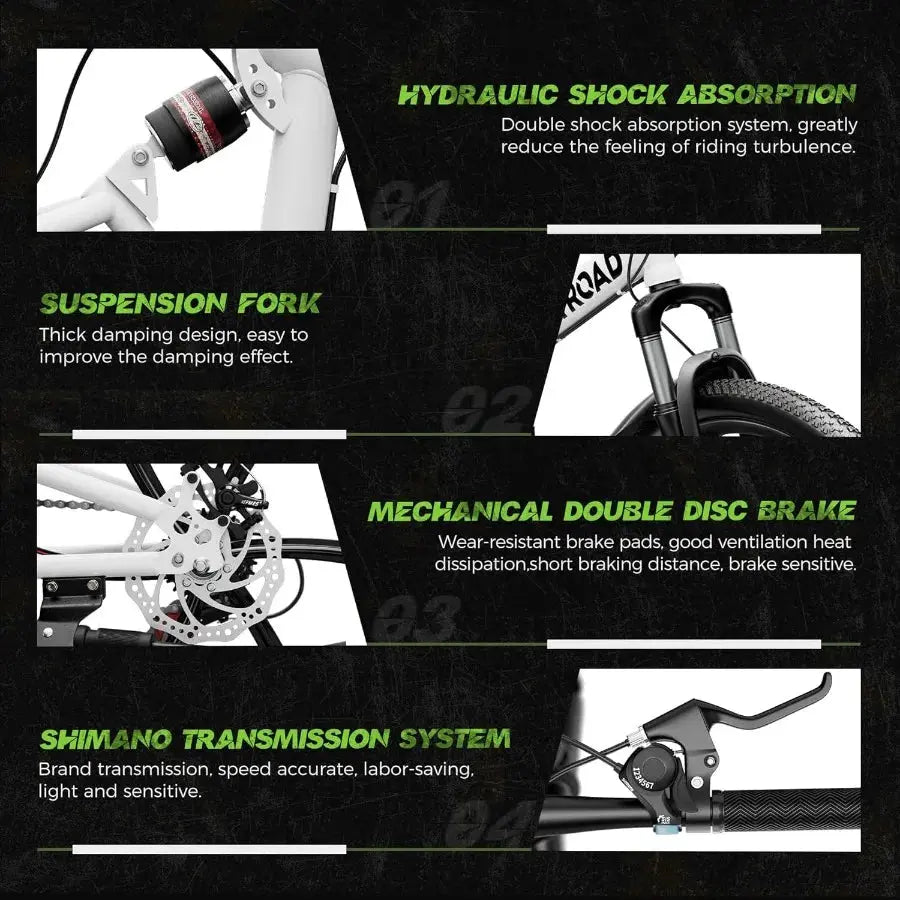 Outroad 26 Inch Folding Mountain Bike 21 Speed Full Suspension with Dual Disc Brake for Adults Men Women HighCarbon Steel Frame Ai-TechWorld 