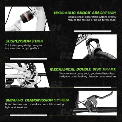 Outroad 26 Inch Folding Mountain Bike 21 Speed Full Suspension with Dual Disc Brake for Adults Men Women HighCarbon Steel Frame Ai-TechWorld 