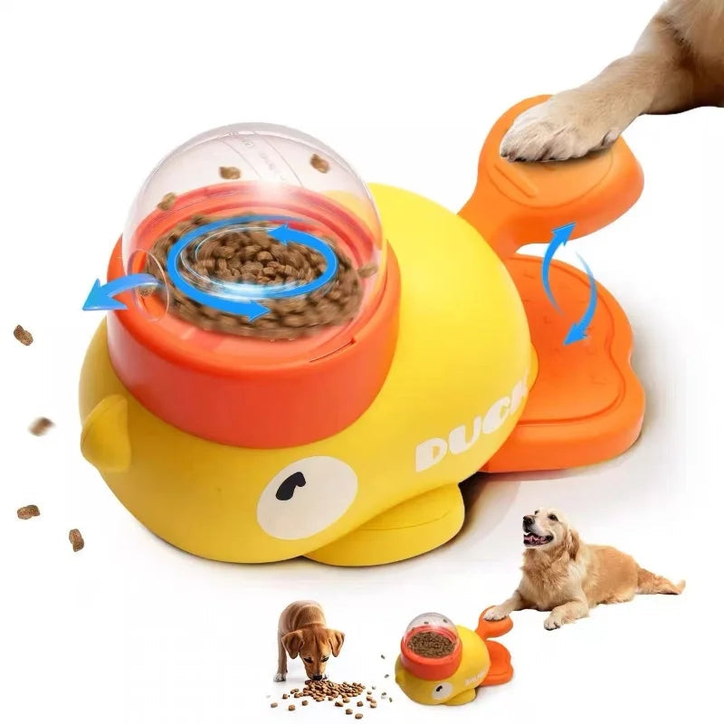 2-in-1 Interactive Dog Toy Pet Automatic Food Treat Dispenser Cartoon Duck Design Slow Food Pet Snack Feeder for Dog Training Ai-TechWorld 