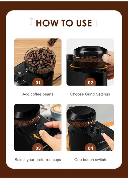 Automatic Burr Mill Coffee Grinder Electric Coffee Bean Grinding With 28 Adjustable Gears for Espresso French Press Drip Coffee Ai-TechWorld 