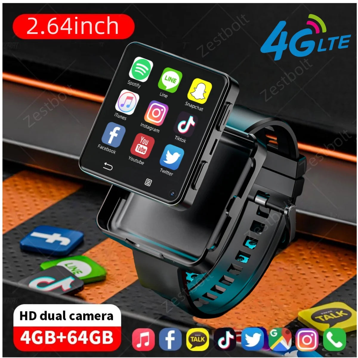 S998 4G Smart Watch Android 11.0 OS Smartwatch 2.64 inch Large Screen 480*480 MTK6739 500W Dual Camera 1200mAH Battery Wifi GPS Ai-TechWorld 