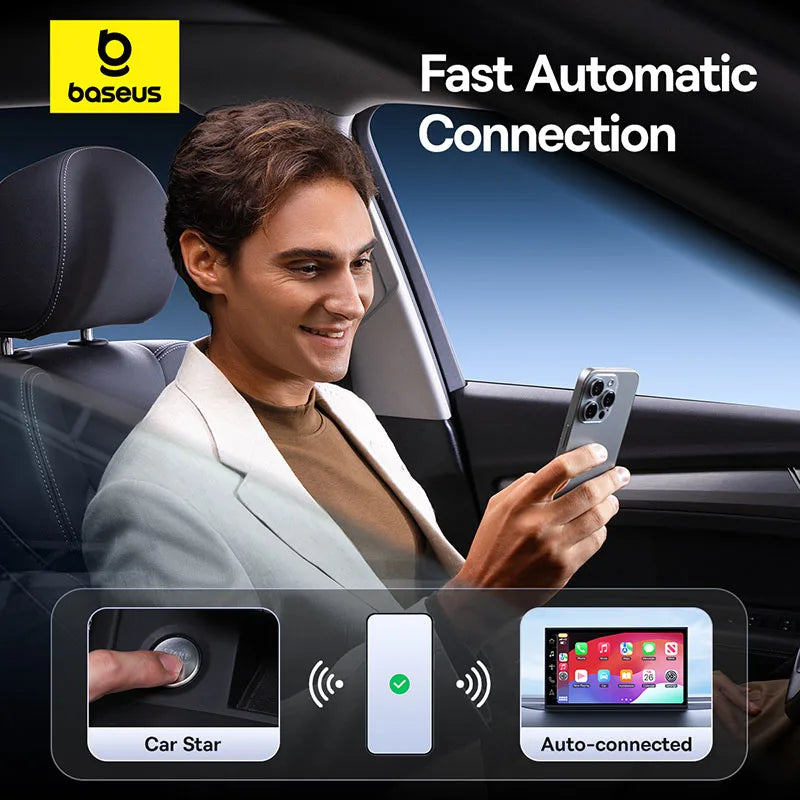Baseus Wireless CarPlay Wired to Wireless CarPlay Adapter Auto Connect Car Intelligent Systems Plug&Play Bluetooth Smart CarPlay Ai-TechWorld 
