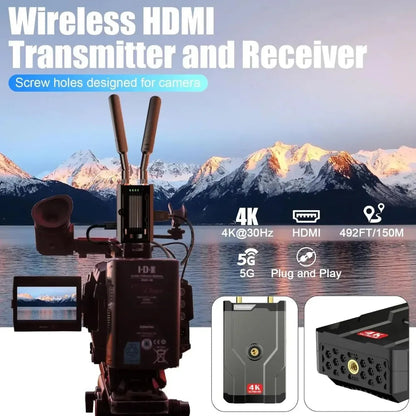 4K Wireless HDMI Transmitter and Receiver 150m HDMI Extender Kit  5G Wireless Audio Video DSLR Laptop YouTube To TV/Projector Ai-TechWorld   ai-techworld