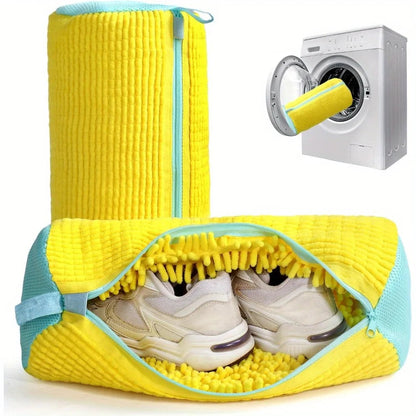 Durable Shoe Washing Machine Bag for All Shoe Types-Yellow with Blue Zipper,Ideal for Sneakers and Casual Shoes,Laundry Wash Bag Ai-TechWorld 