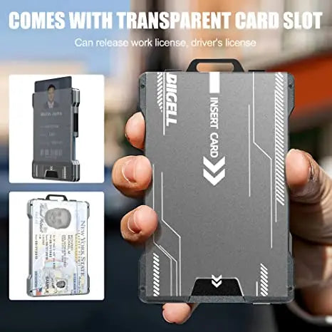 Wallet for Men Slim Aluminum Metal Money Clip with 1 Clear Window ID Badge Holder RFID Blocking Holds Up 15 Cards with Cash Clip Ai-TechWorld 