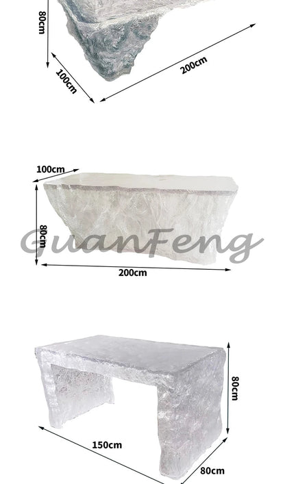 Premium Light Luxury Transparent Resin Hotel Front Desk Restaurant Villa Kitchen Partition Luminous Crystal Glacier Island Table Ai-TechWorld 