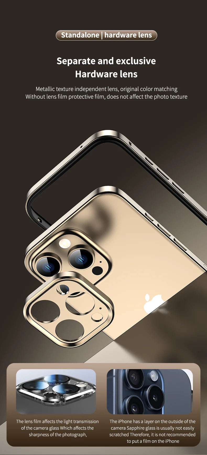 Camera Protection + Hybrid Silicone Frame Aluminum Metal Phone Case For iPhone 17 16 15 Pro Max 14 13 Better Heat Bumper Ai-TechWorld 