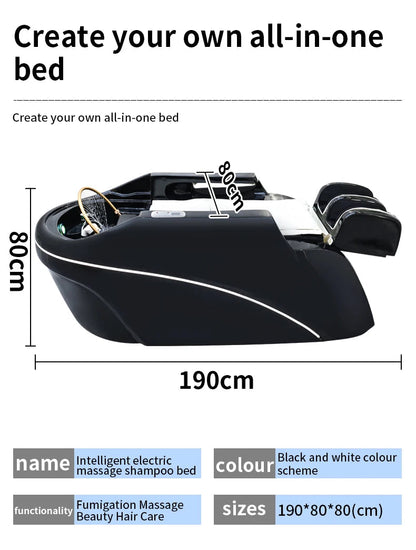 Salon Head Spa Synthetic Leather Head Therapy Beds Automatic Massage Shampoo Bed Ai-TechWorld 